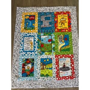 Dr Seuss The Lorax Patchwork Quilt Multicolor Storybook Nursery Blanket 36x47
